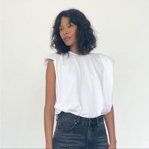 Free People Tops - Free People x Sandrine Rose Shoulder Pad Tank Top In Cloud Size M